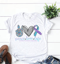 Load image into Gallery viewer, Peace, Love, Life Suicide Awareness