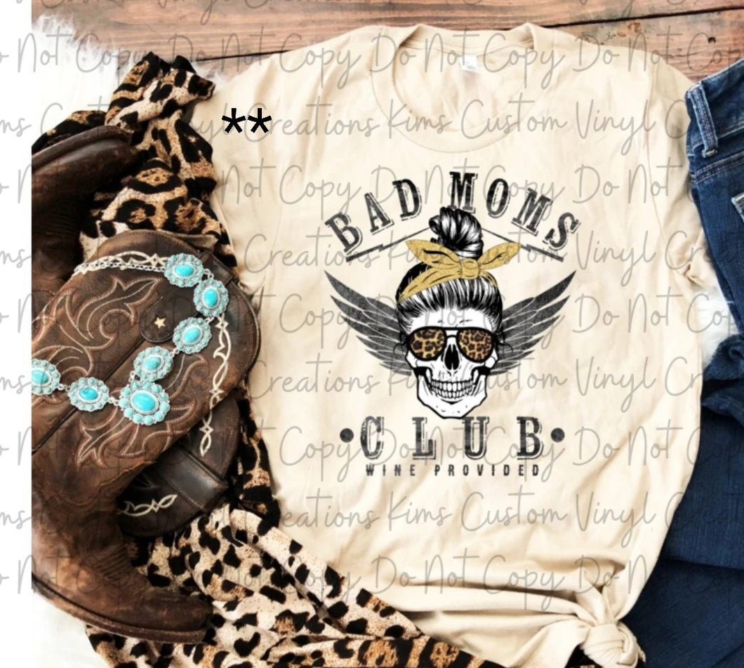 Bad Moms Club Skull Tee