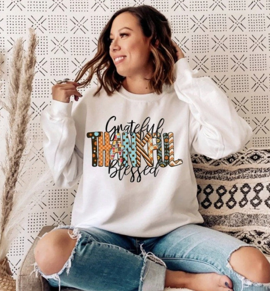 Grateful Thankful Blessed Plaid