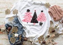 Load image into Gallery viewer, Merry Christmas Trees Pink &amp; Black

