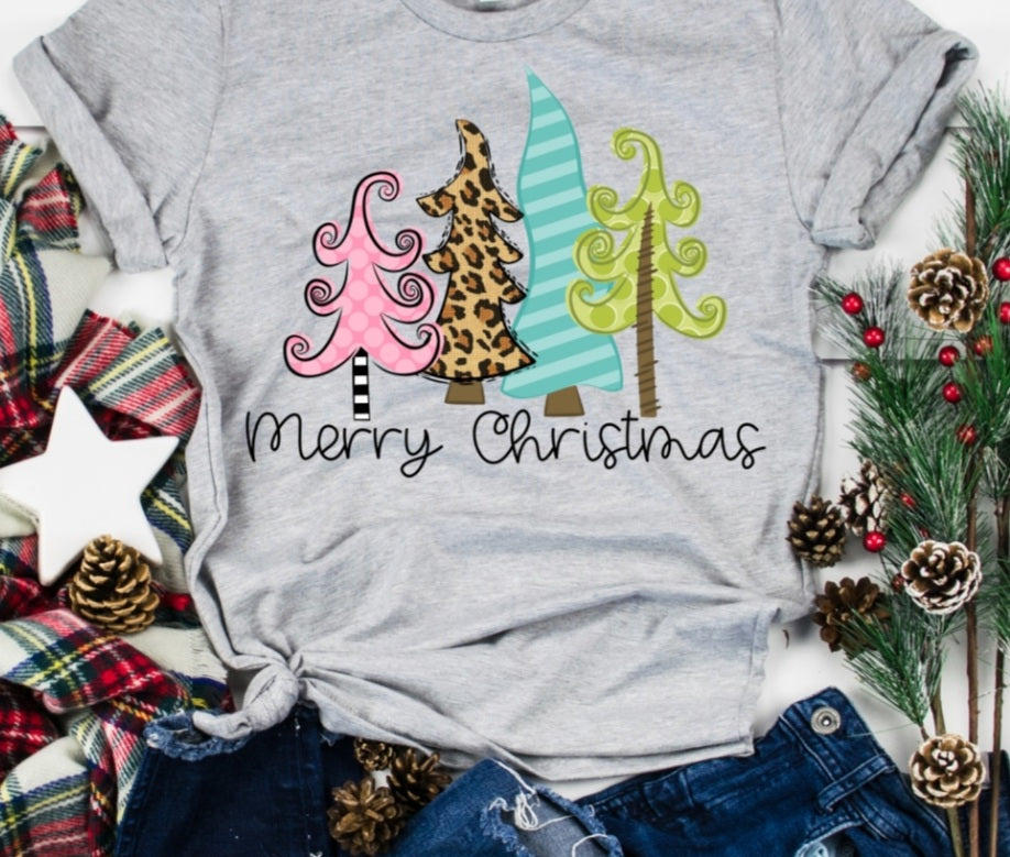 Merry Christmas Trees Whimsical